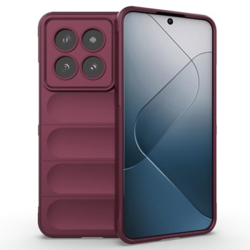 Husa pentru Xiaomi 14 Pro, Antisoc, Margini cu Striatii, Design Minimalist, Bordeaux