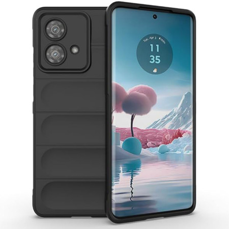 Husa pentru Motorola Edge 40 Neo, Antisoc, Margini cu Striatii, Design Minimalist, Black