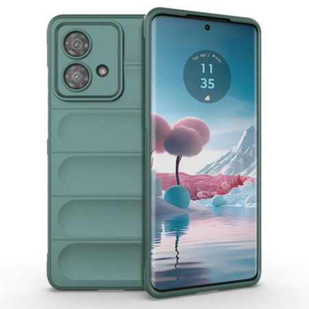 Husa pentru Motorola Edge 40 Neo, Antisoc, Margini cu Striatii, Design Minimalist, Green