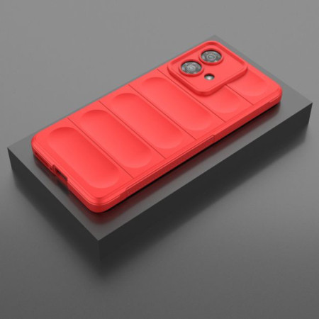 Husa pentru Motorola Edge 40 Neo, Antisoc, Margini cu Striatii, Design Minimalist, Red