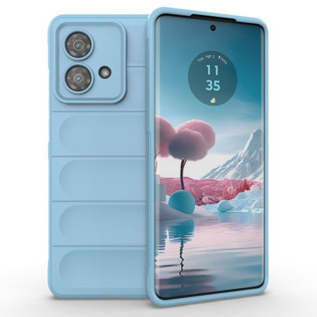 Husa pentru Motorola Edge 40 Neo, Antisoc, Margini cu Striatii, Design Minimalist, Bleu