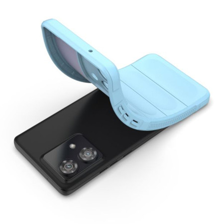 Husa pentru Motorola Edge 40 Neo, Antisoc, Margini cu Striatii, Design Minimalist, Bleu