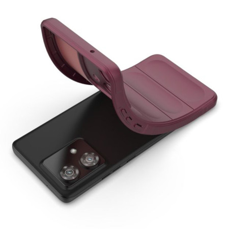 Husa pentru Motorola Edge 40 Neo, Antisoc, Margini cu Striatii, Design Minimalist, Bordeaux