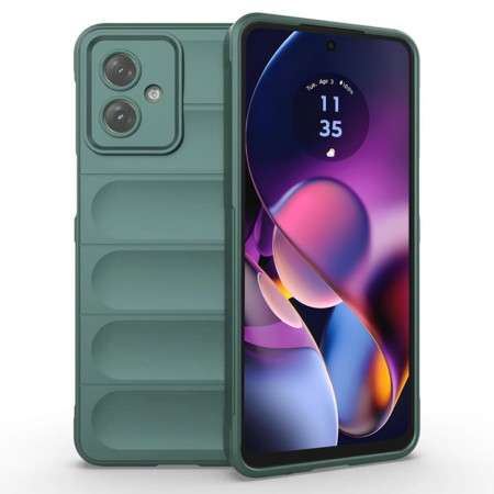 Husa pentru Motorola Moto G54, Antisoc, Margini cu Striatii, Design Minimalist, Green