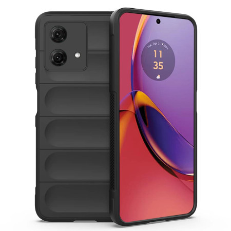 Husa pentru Motorola Moto G84, Antisoc, Margini cu Striatii, Design Minimalist, Black