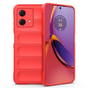 Husa pentru Motorola Moto G84, Antisoc, Margini cu Striatii, Design Minimalist, Red