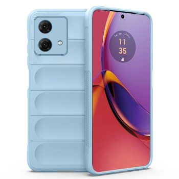 Husa pentru Motorola Moto G84, Antisoc, Margini cu Striatii, Design Minimalist, Bleu