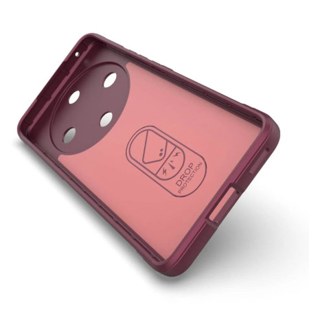 Husa pentru Honor Magic 6 Lite, Antisoc, Margini cu Striatii, Design Minimalist, Bordeaux