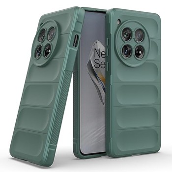 Husa pentru OnePlus 12, Antisoc, Margini cu Striatii, Design Minimalist, Green
