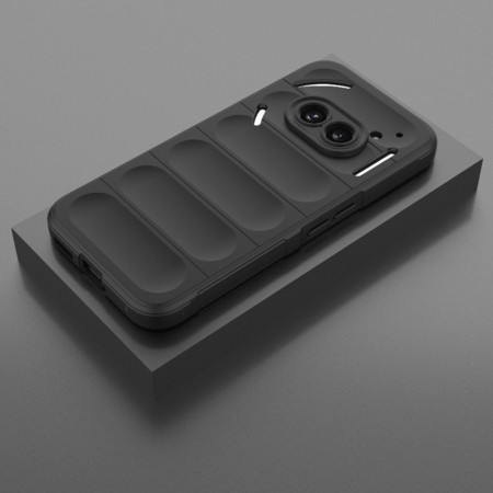 Husa pentru Nothing Phone (2a), Antisoc, Margini cu Striatii, Design Minimalist, Black