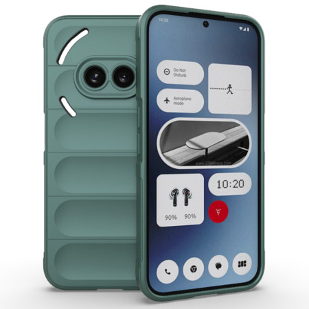 Husa pentru Nothing Phone (2a), Antisoc, Margini cu Striatii, Design Minimalist, Green