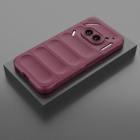 Husa pentru Nothing Phone (2a), Antisoc, Margini cu Striatii, Design Minimalist, Bordeaux