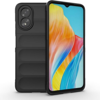 Husa pentru Oppo A38 / A18, Antisoc, Margini cu Striatii, Design Minimalist, Black