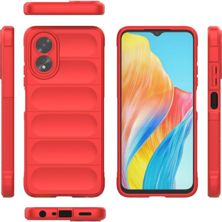 Husa pentru Oppo A38 / A18, Antisoc, Margini cu Striatii, Design Minimalist, Red