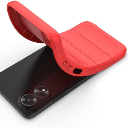 Husa pentru Oppo A38 / A18, Antisoc, Margini cu Striatii, Design Minimalist, Red