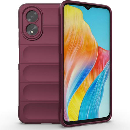 Husa pentru Oppo A38 / A18, Antisoc, Margini cu Striatii, Design Minimalist, Bordeaux