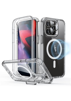Husa pentru iPhone 15 Pro Max + Folie - ESR Armor Tough Kickstand HaloLock - Clear