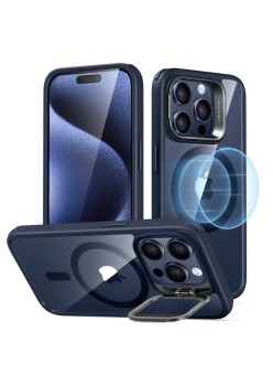 Husa pentru iPhone 15 Pro - ESR Classic Hybrid HaloLock Kickstand - Clear Dark Blue