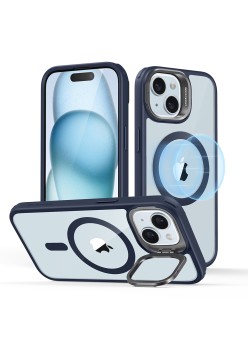 Husa pentru iPhone 15 - ESR Classic Hybrid HaloLock Kickstand - Clear Dark Blue