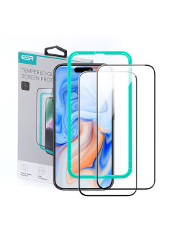 Folie pentru iPhone 15 set 2 buc ESR Tempered Glass, Black