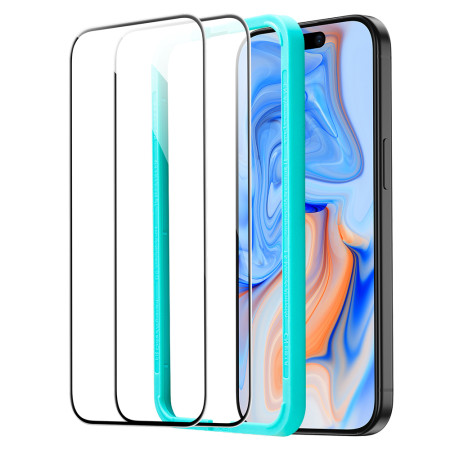 Folie pentru iPhone 15 set 2 buc ESR Tempered Glass, Black