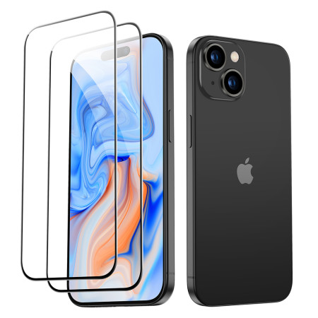 Folie pentru iPhone 15 set 2 buc ESR Tempered Glass, Black