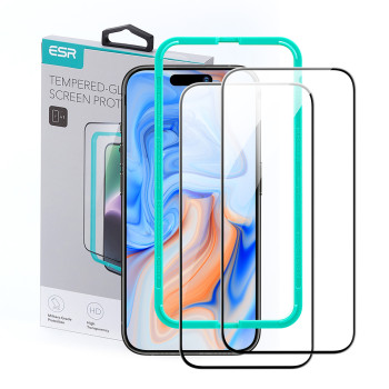 Folie pentru iPhone 15 Plus set 2 buc ESR Tempered Glass, Black