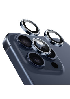 Folie Camera pentru iPhone 15 Pro / 15 Pro Max ESR Lens Protector Tempered Glass, Rhinestone