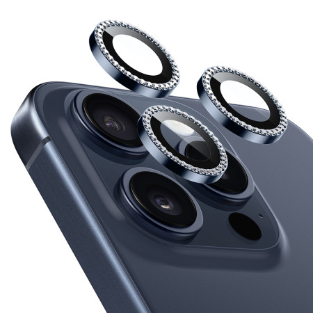 Folie Camera pentru iPhone 15 Pro / 15 Pro Max ESR Lens Protector Tempered Glass, Rhinestone