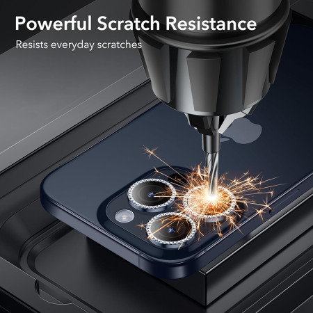 Folie Camera pentru iPhone 15 Pro / 15 Pro Max ESR Lens Protector Tempered Glass, Rhinestone