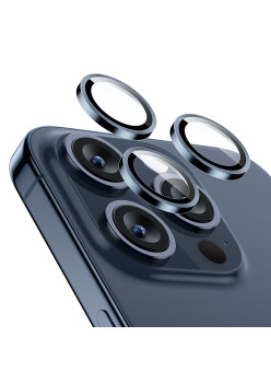 Folie Camera pentru iPhone 15 Pro / 15 Pro Max ESR Lens Protector Tempered Glass, Blue
