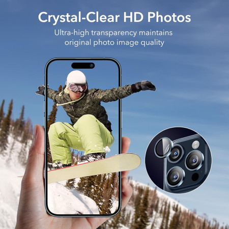 Folie Camera pentru iPhone 15 Pro / 15 Pro Max ESR Lens Protector Tempered Glass, Blue