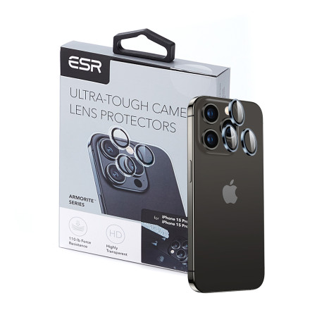 Folie Camera pentru iPhone 15 Pro / 15 Pro Max ESR Lens Protector Tempered Glass, Blue