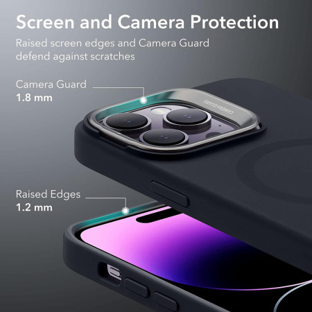 Husa telefon iPhone 14 Pro Max ESR Cloud Soft HaloLock Kickstand, Blac
