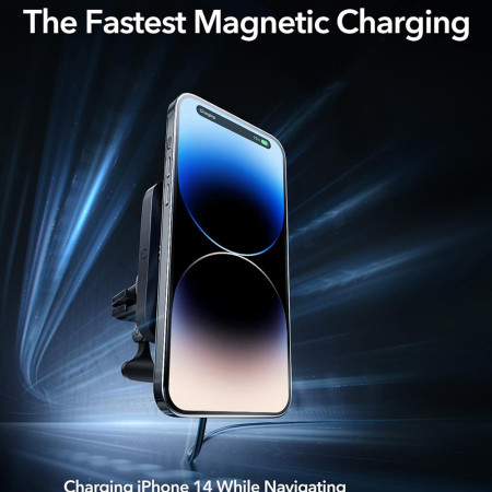Incarcator Wireless Auto ESR Premium Set HaloLock (2C570) cu MagSafe CryoBoost Fast Charging pentru Ventilatie aer, 36W, Black