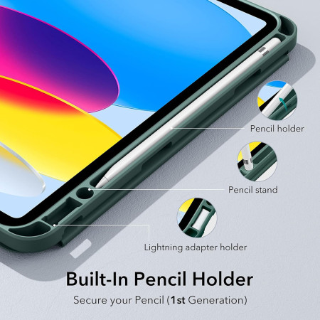 Husa pentru iPad 10 2022 10.9' ESR Rebound Pencil, Forest Green