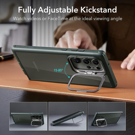 Husa pentru Samsung Galaxy S23 Ultra, ESR Shock Armor Kickstand, Clear Green