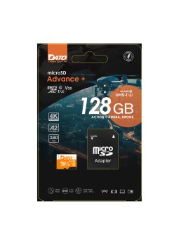 Card de Memorie cu Adaptor, Micro SDXC, 128GB, U3, A2, V30 - Dato Advance+ (DTTF128GU3A2V30AP) - Black