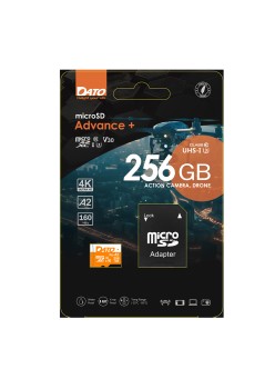 Card de Memorie cu Adaptor, Micro SDXC, 256GB, U3, A2, V30 - Dato Advance+ (DTTF256GU3A2V30AP) - Black