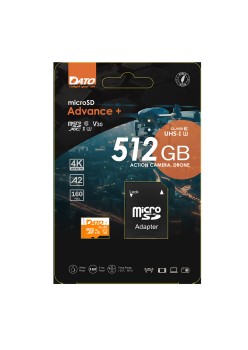 Card de Memorie cu Adaptor, Micro SDXC, 512GB, U3, A2, V30 - Dato Advance+ (DTTF512GU3A2V30AP) - Black