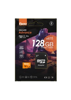 Card de Memorie cu Adaptor, Micro SDXC, 128GB, U3, A2, V30 - Dato Advance (DTTF128GU3A2V30A) - Black