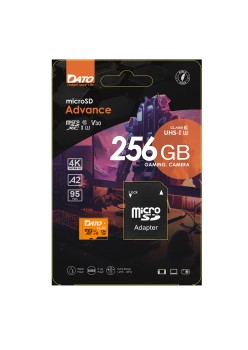 Card de Memorie cu Adaptor, Micro SDXC, 256GB, U3, A2, V30 - Dato Advance (DTTF256GU3A2V30A) - Black
