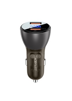 Incarcator Auto 2x USB, Dual Fast Charging, 45W, Display Digital LED - Acefast - Transparent Black