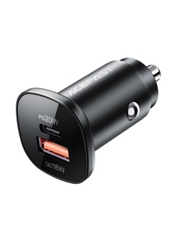 Incarcator Auto Type-C, USB, 38W, Dual-Port, Fast Charging, Lumina LED - Acefast - Black