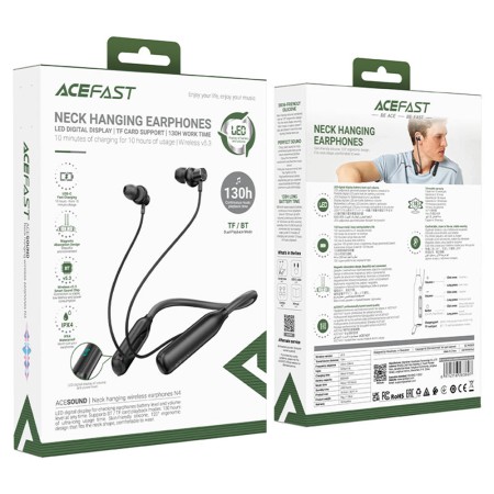 Casti Bluetooth Behind the Head, Neckband, IPX4, Display LED - Black
