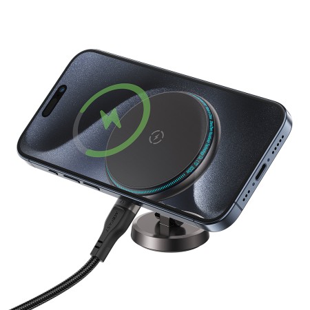 Suport Auto pentru Apple, 360° Rotation, LED Ambient Light, Magnetic Grip - Black
