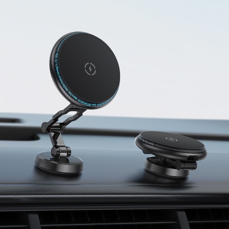 Suport Auto pentru Apple, 360° Rotation, LED Ambient Light, Magnetic Grip - Black