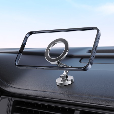 Suport Auto cu Magnet pentru Telefon, Universal, Ajustabil - Metal Gray