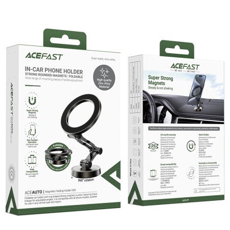 Suport Auto cu Magnet pentru Telefon, Universal, Ajustabil - Metal Gray