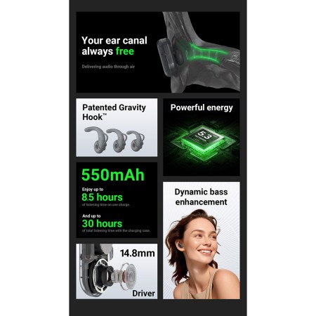 Casti Bluetooth 5.3, Type-C, Call Noise Reduction, IPX4 - Acefast (FA003) - Black
